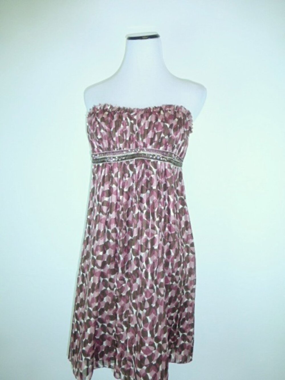 BcbgMaxAzria silk strapless dress pink bustier 6
